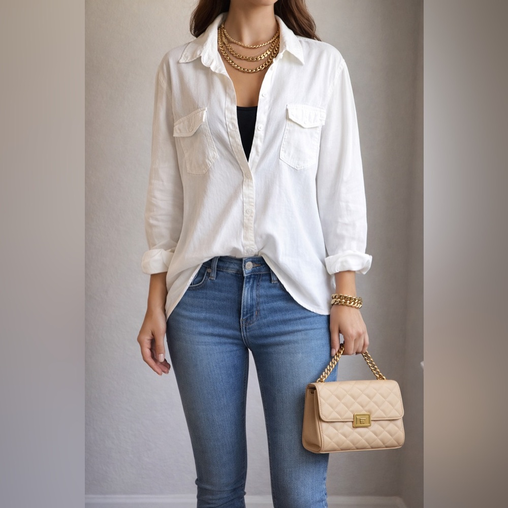 Elegant White Button-Down Shirt